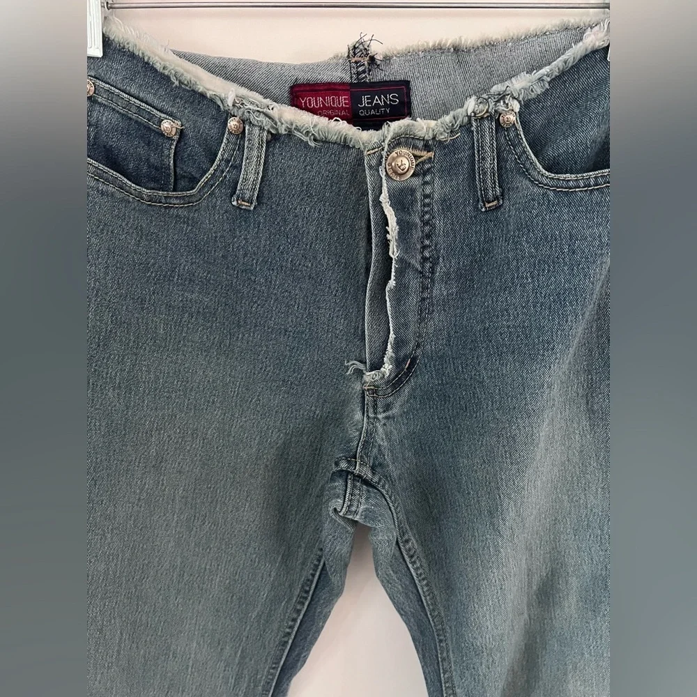 Younique Jeans Y2K Low-rise Frayed Hem Studded Flare Leg Jeans |Size 5| - Picture 2 of 5